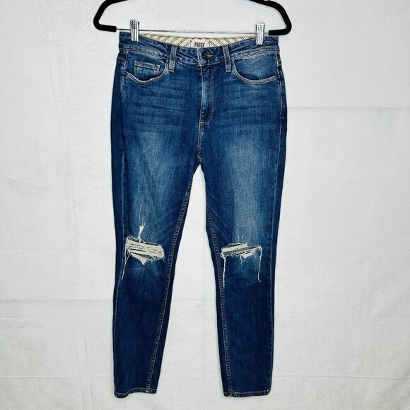 PAIGE Carter Slim Distressed Jeans In Amanda Destructed Size 28 (28x27) - Picture 1 of 11